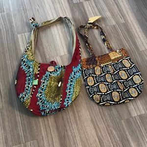 Lot of two handmade shoulder bags from Africa